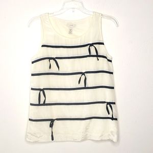 J. Crew Ribbon Stripe Bow Sleeveless Blouse Size 2